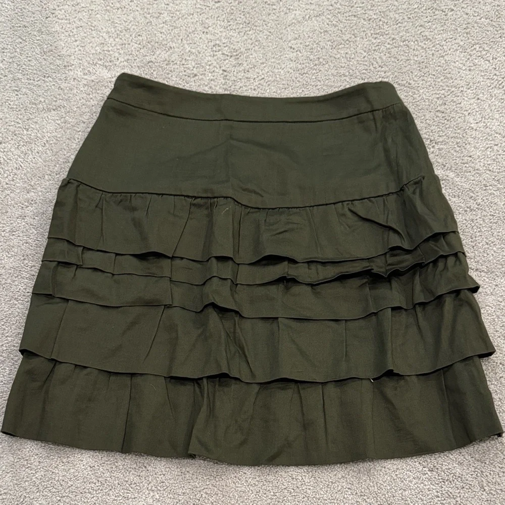 Olive Green Tiered Skirt - Picture 5 of 6